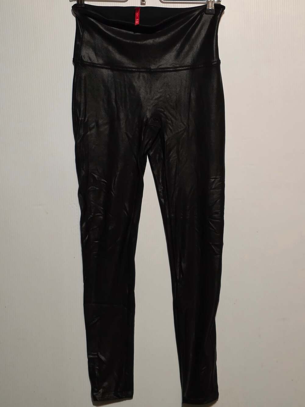 Spanx Size Large Black Faux Leather Leggings High Waisted Shaping Pants